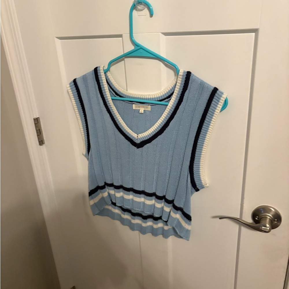 Ultra Flirt Blue and White Sweater Vest